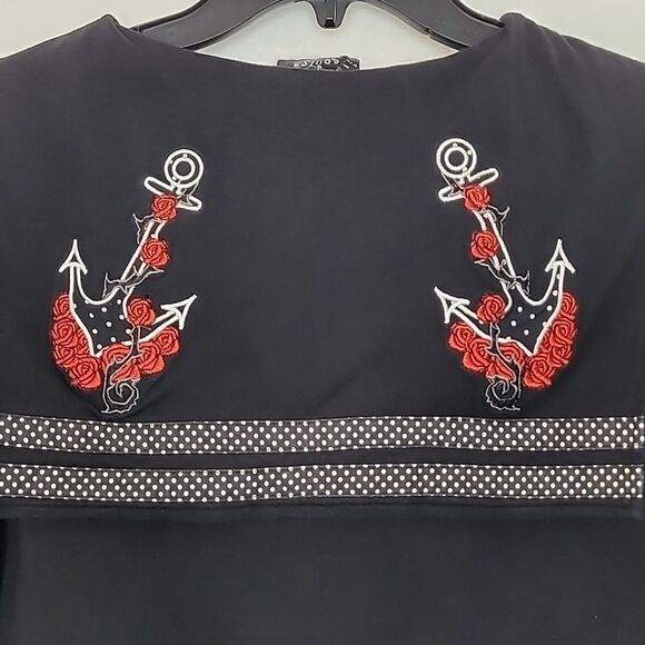 Living Dead Souls Goth Sailor Embroidered Sweater Size Medium - Picture 5 of 6